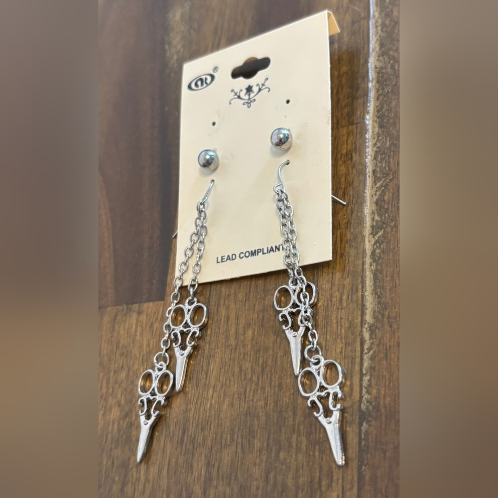 NT Silver Scissor Earrings NEW! - Picture 5 of 11
